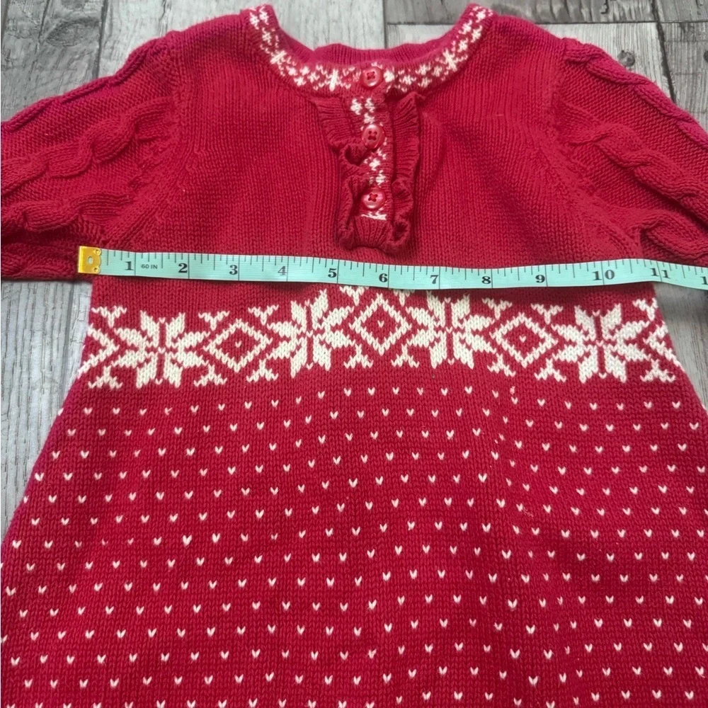 Hanna Andersson Toddler Christmas Sweater Dress Red Snowflakes 90/3